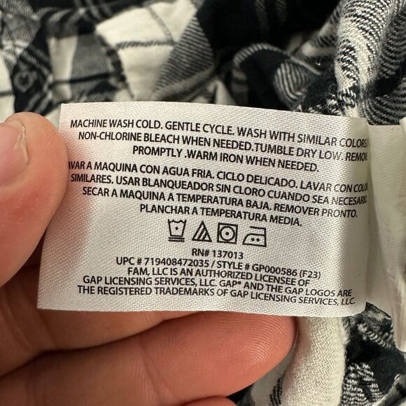 Gap Womens Black & White Plaid Button Flannel Shirt XL Long Sleeve Casual Cotton - Picture 6 of 10